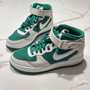Nike Air Force 1 Mid By You Green Leather Canvas Sneakers 9 Athletic DV3903 900
